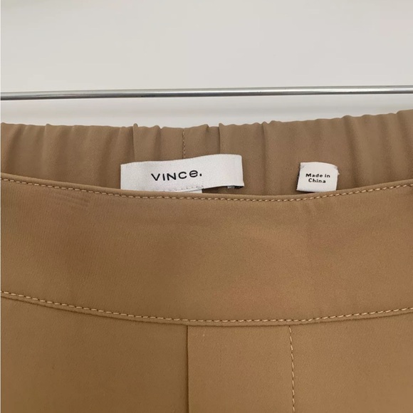 $395 VINCE sz M Mid Rise Tapered Pull on Pants Camel - Picture 4 of 5